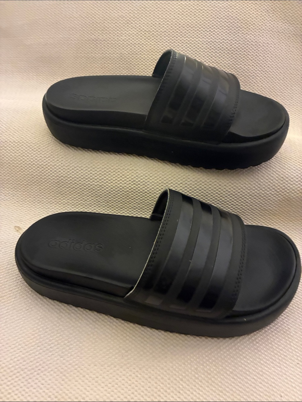 adidas Adilette Black Platform Slide Sandals HQ6179 chunky EVA platform sole